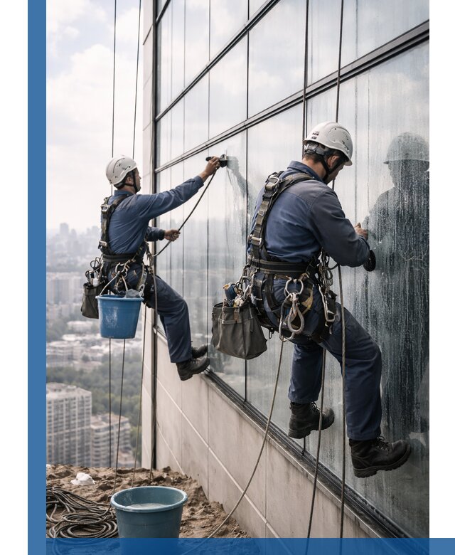 Профессиональная мойка фасадных окон альпинистами в Таганроге