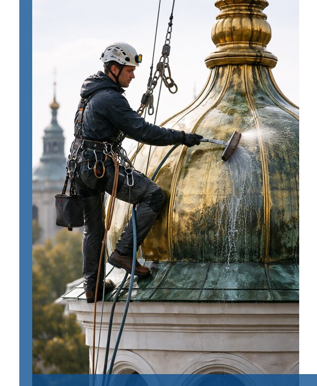 Профессиональная мойка куполов и шпилей высотными альпинистами в Таганроге
