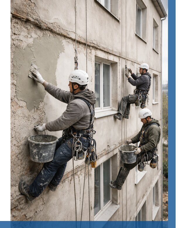 Ремонт штукатурного фасада в Таганроге от 764 р. под ключ | ВЫСОТНИК-Тгн