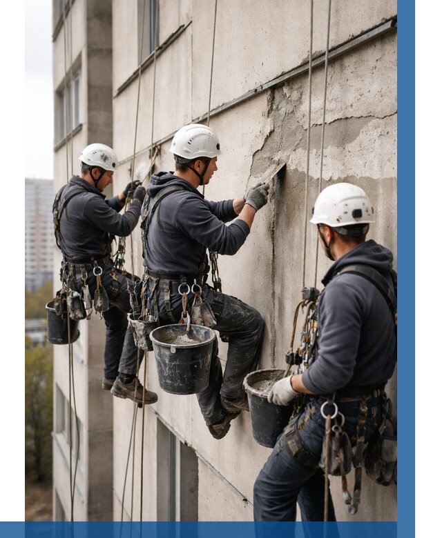 Ремонт бетонных элементов фасада в Таганроге от 2545 р. | ВЫСОТНИК-Тгн