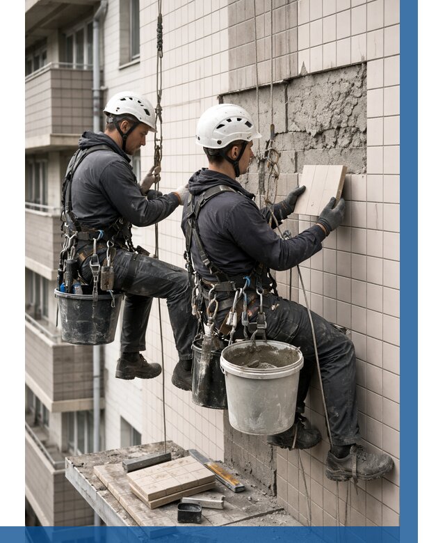 Ремонт облицовки фасада плиткой в Таганроге от 1833 р. | ВЫСОТНИК-Тгн