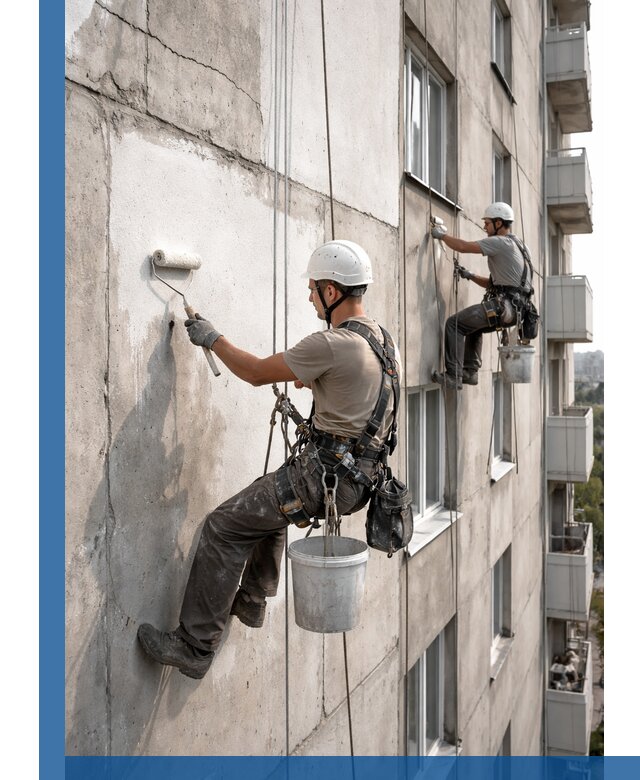 Покраска бетонного фасада в Таганроге для жилых и промышленных объектов