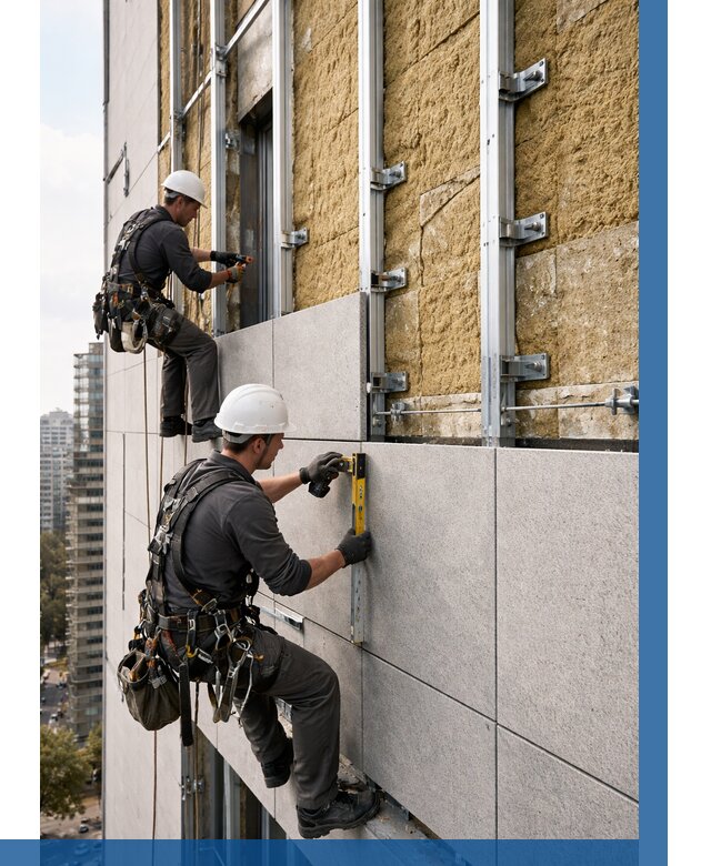 Монтаж вентилируемого фасада в Таганроге от 3563 р. | ВЫСОТНИК-Тгн