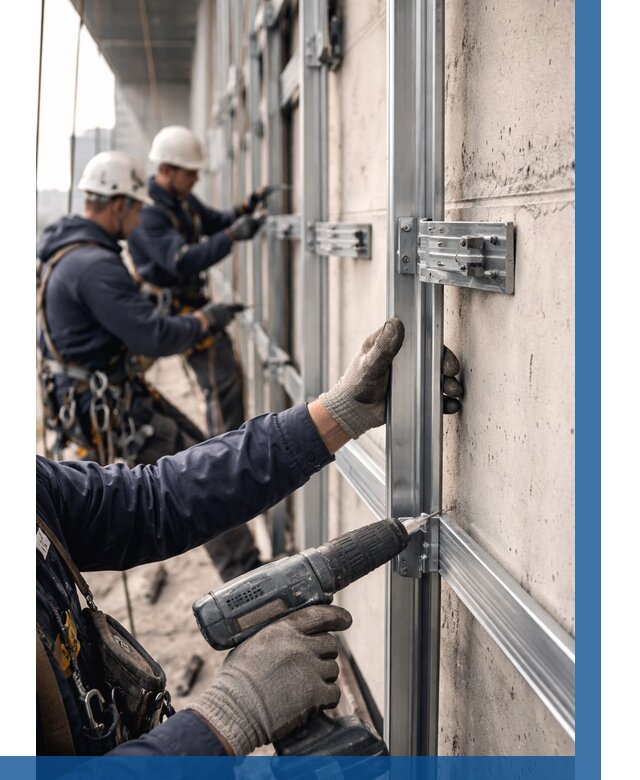 Монтаж подсистемы вентфасада в Таганроге от 865 р. | ВЫСОТНИК-Тгн