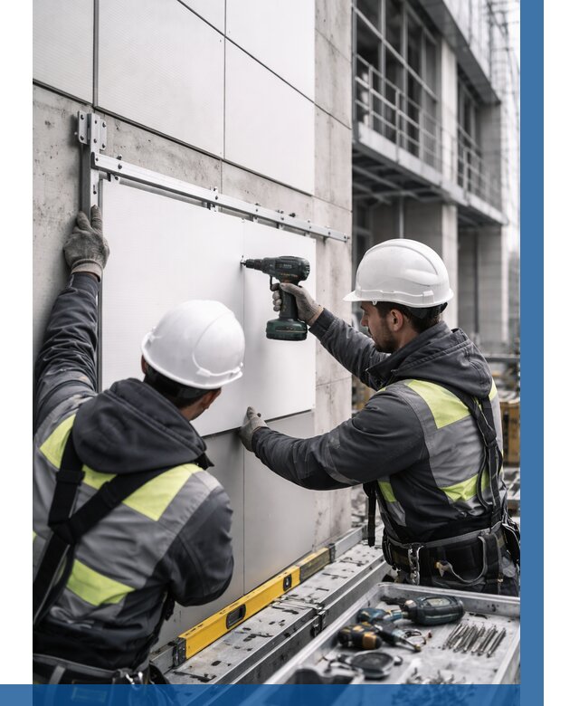 Монтаж композитных панелей фасада в Таганроге от 2545 р. | ВЫСОТНИК-Тгн