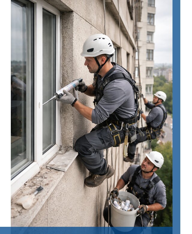 Герметизация оконных швов снаружи в Таганроге от 1527 р. | ВЫСОТНИК-Тгн