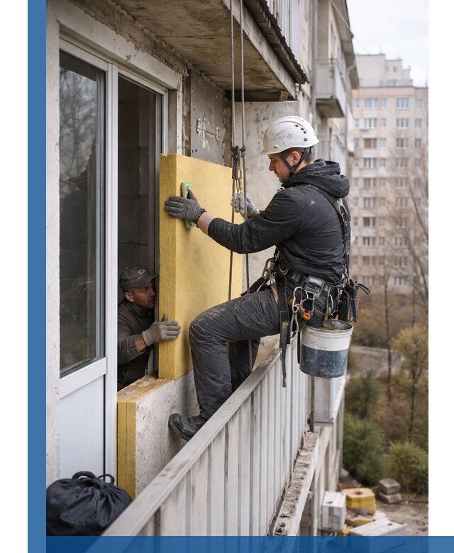 Профессиональное утепление балкона снаружи в Таганроге под ключ