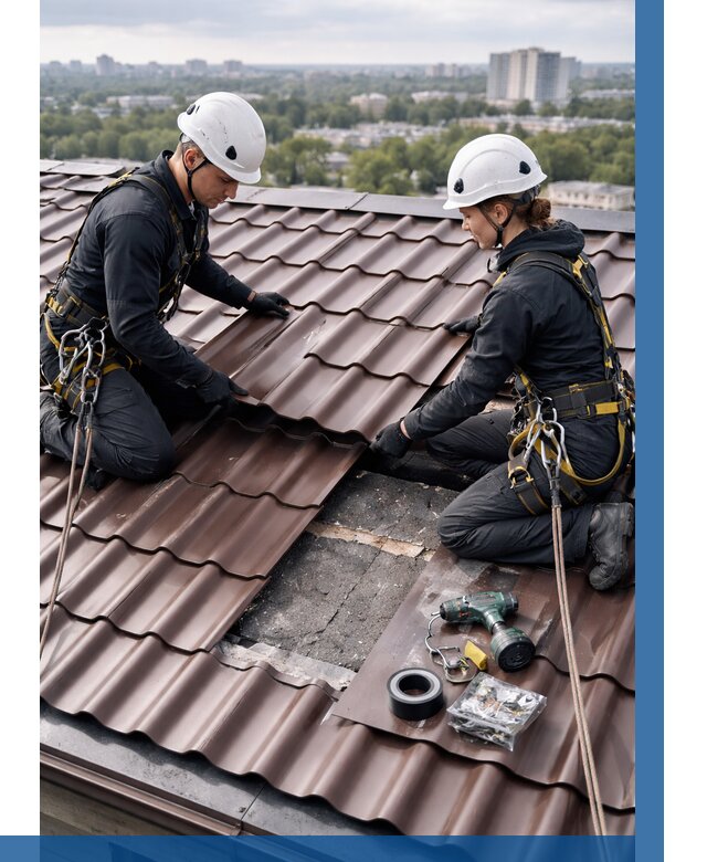 Ремонт металлочерепицы на крыше в Таганроге от 916 р. | ВЫСОТНИК-Тгн