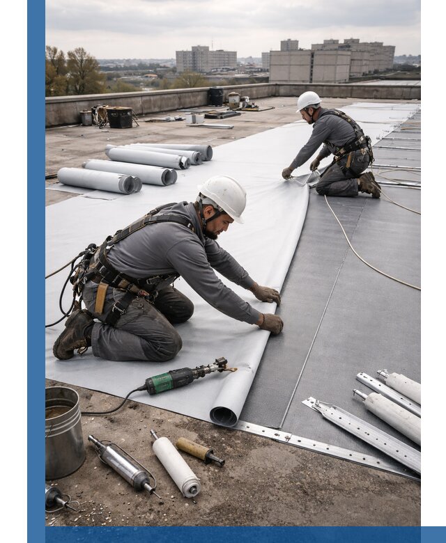 Монтаж мембранной кровли в Таганроге для промышленных зданий