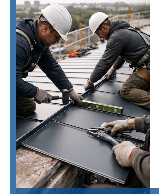 Монтаж фальцевой кровли в Таганроге для промышленных зданий