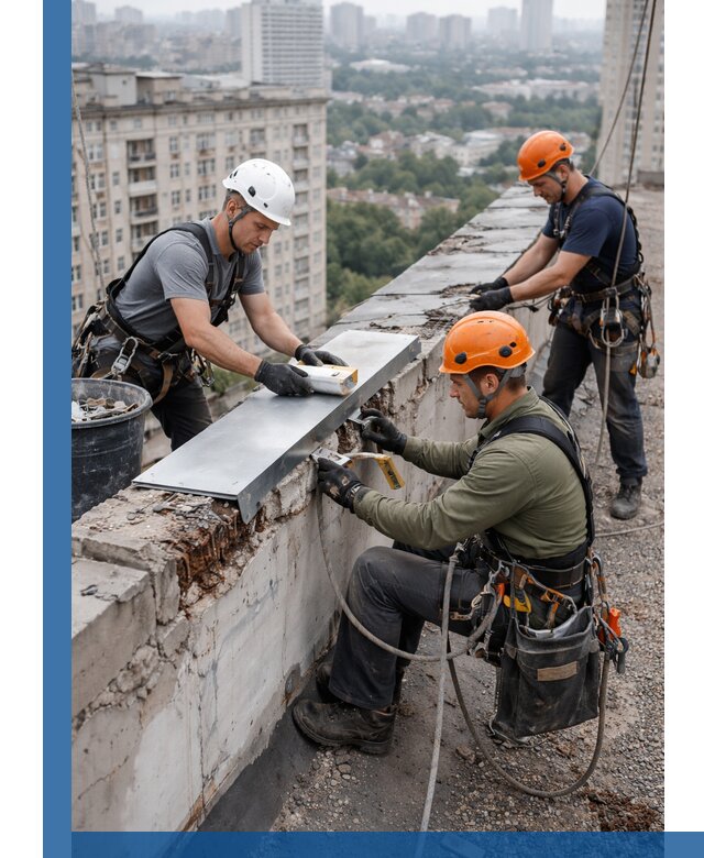 Ремонт парапета на кровле в Таганроге, высотные работы с гарантией