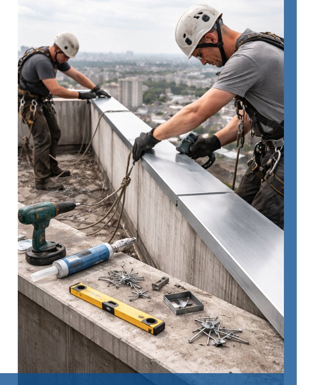 Монтаж парапетных крышек в Таганроге от 814 р. | ВЫСОТНИК-Тгн