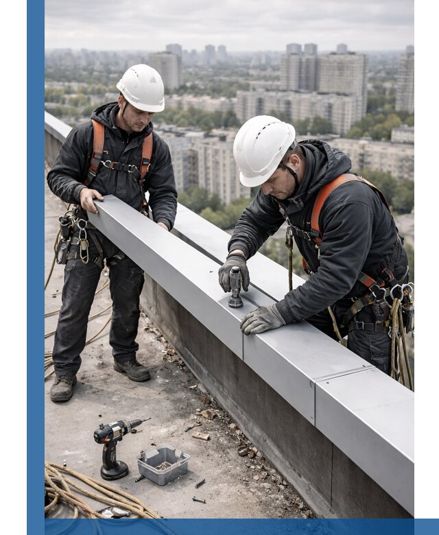 Монтаж парапетных крышек и ограждений кровли в Таганроге