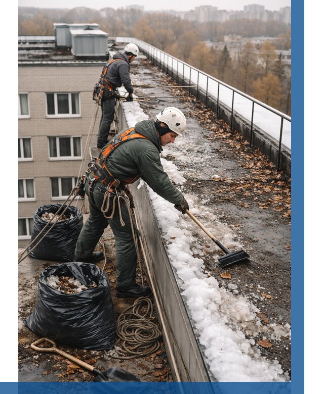 Очистка кровли по периметру в Таганроге от 560 р. | ВЫСОТНИК-Тгн