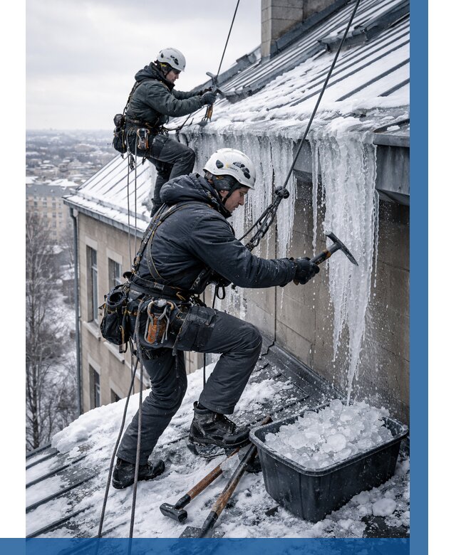 Удаление наледи с кровли в Таганроге от 5600 р. | ВЫСОТНИК-Тгн