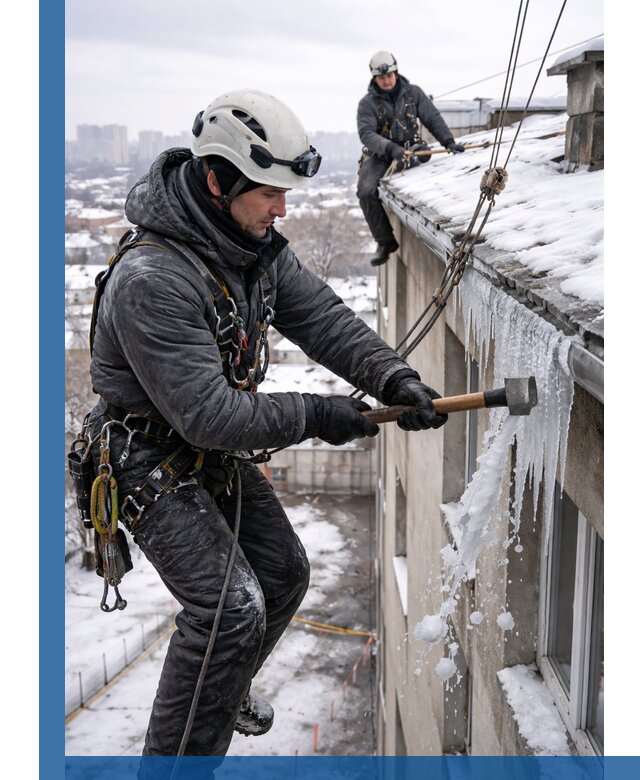 Сбивание и удаление сосулек с крыши в Таганроге безопасно