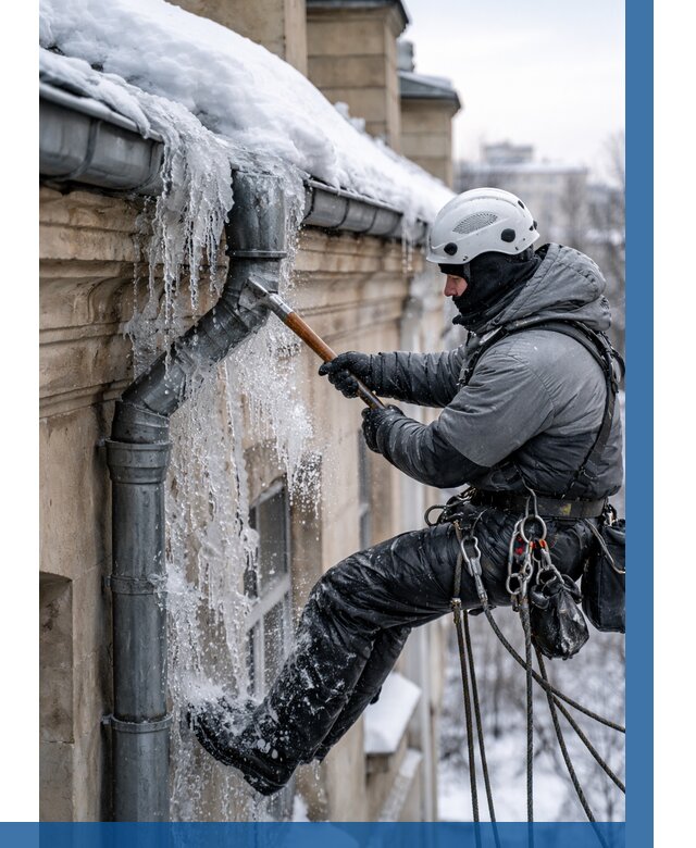 Очистка водостоков от льда в Таганроге от 3563 р. | ВЫСОТНИК-Тгн