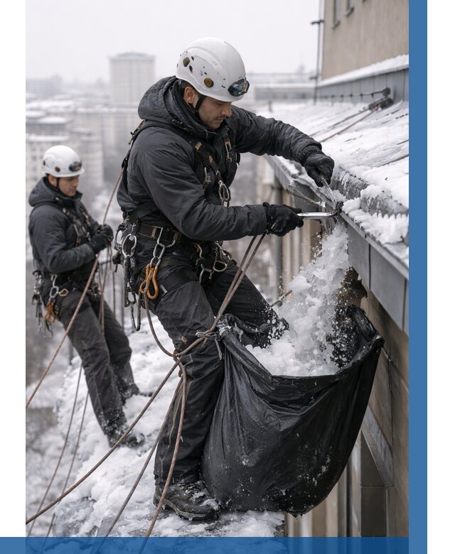 Аварийная очистка крыши в Таганроге под ключ от 305 р. | ВЫСОТНИК-Тгн