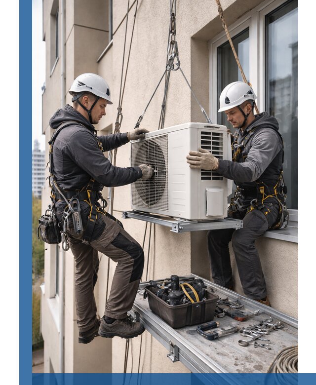 Перенос внешнего блока кондиционера в Таганроге с монтажом и крепежом