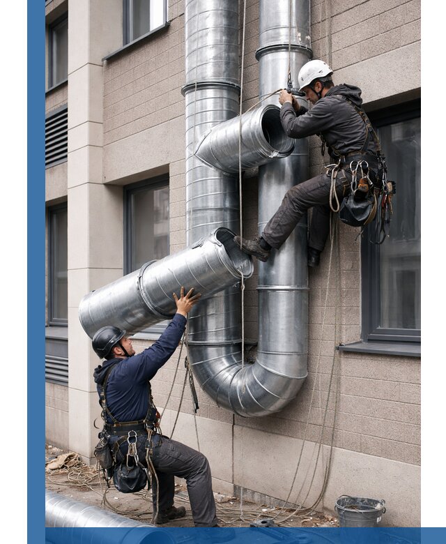 Монтаж фасадных воздуховодов в Таганроге с герметизацией и крепежом