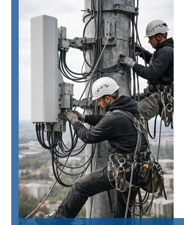 Монтаж оборудования связи на мачте в Таганроге с пусконаладкой