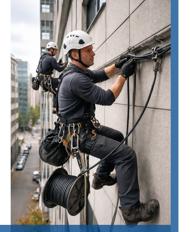 Прокладка кабеля по фасаду в Таганроге от 356 р. | ВЫСОТНИК-Тгн