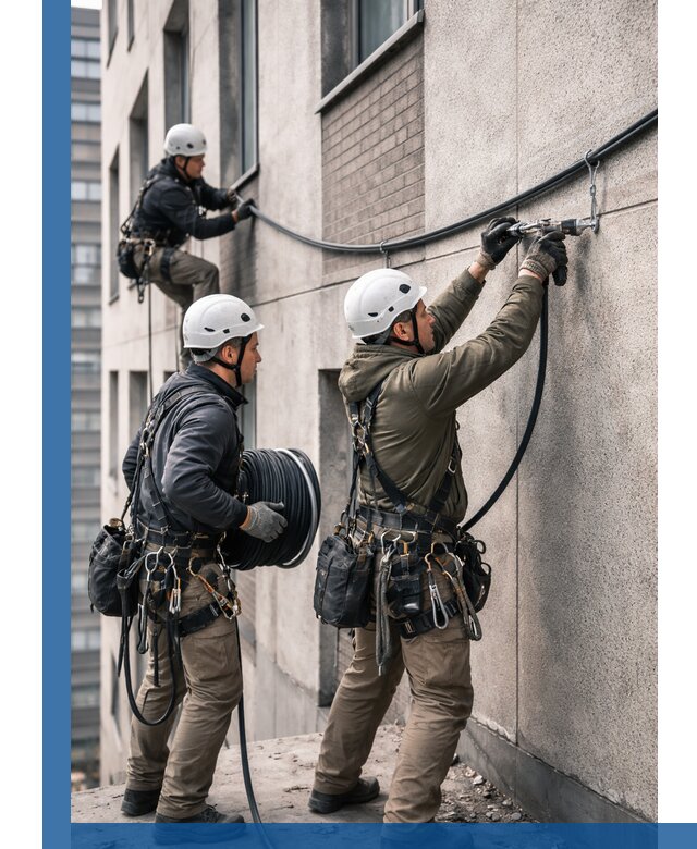 Прокладка кабеля по фасаду в Таганроге, профессиональный монтаж