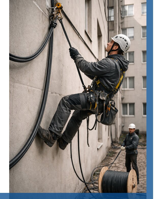 Протяжка кабеля питания на высоте в Таганроге от 458 р. | ВЫСОТНИК-Тгн
