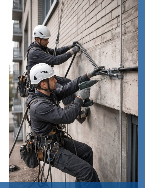 Крепление кабеля на фасаде в Таганроге от 356 р. | ВЫСОТНИК-Тгн