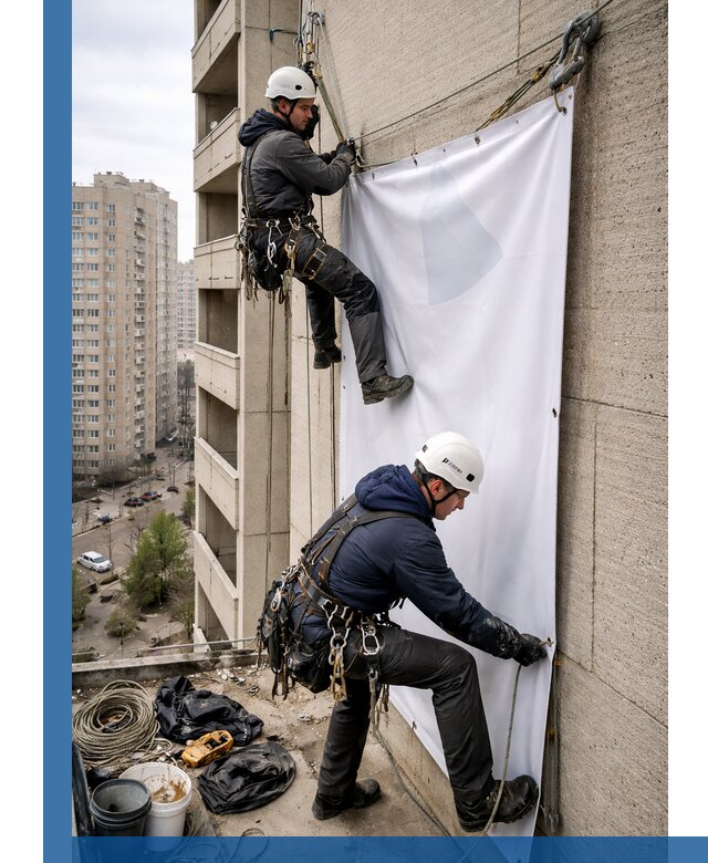 Профессиональный монтаж баннеров на фасаде в Таганроге