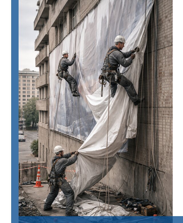 Демонтаж баннеров с фасада в Таганроге оперативно и безопасно