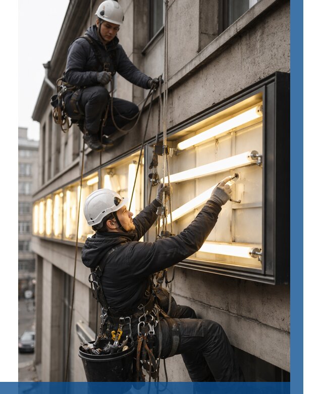 Замена ламп в вывеске в Таганроге под ключ от 3563 р. | ВЫСОТНИК-Тгн