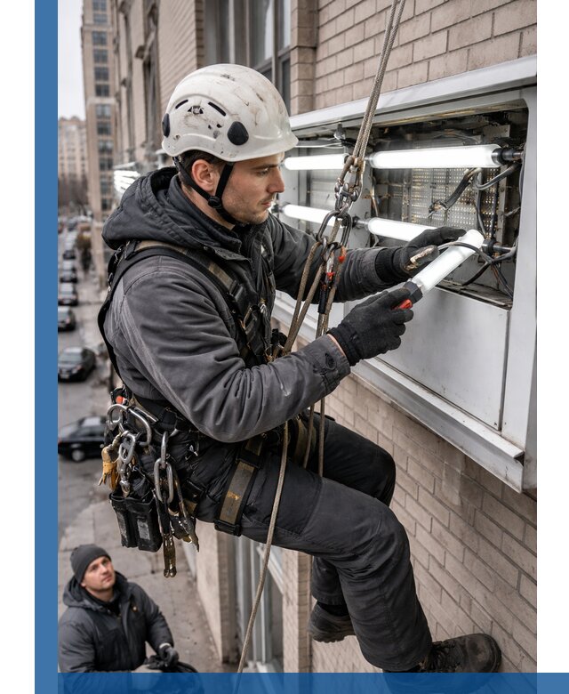 Профессиональная замена ламп в наружной вывеске в Таганроге