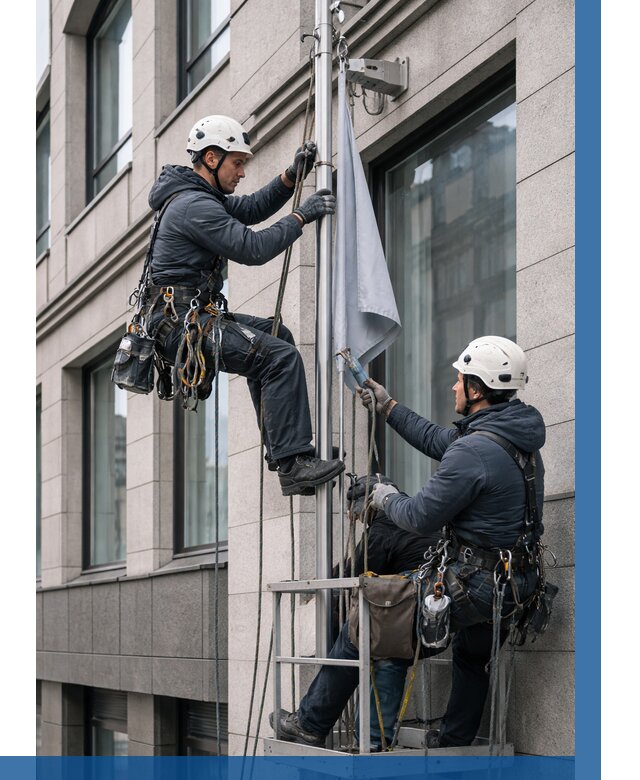 Установка флагов на фасаде в Таганроге от 4581 р. | ВЫСОТНИК-Тгн