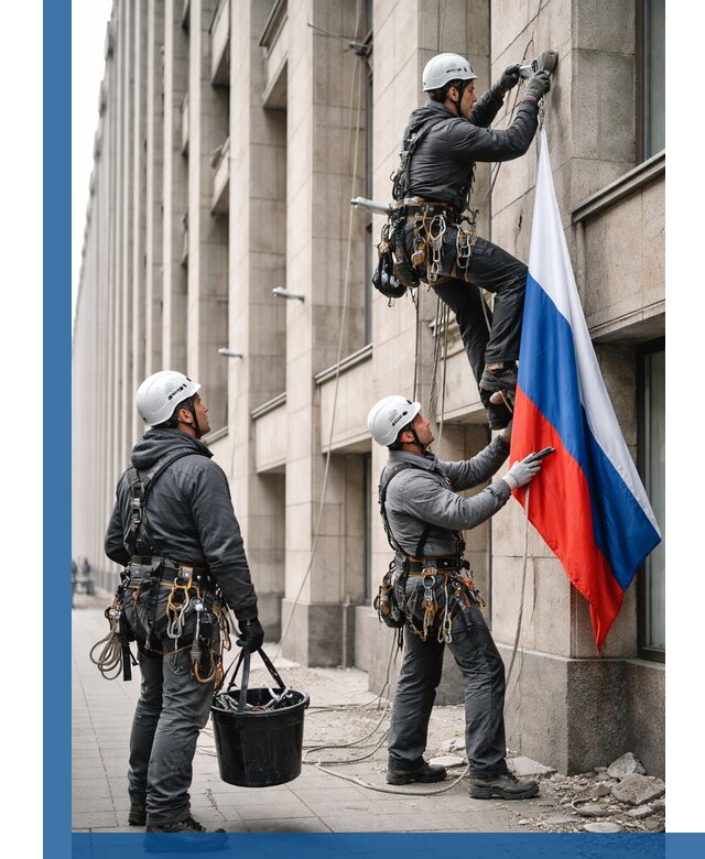 Профессиональная установка флагов на фасаде в Таганроге