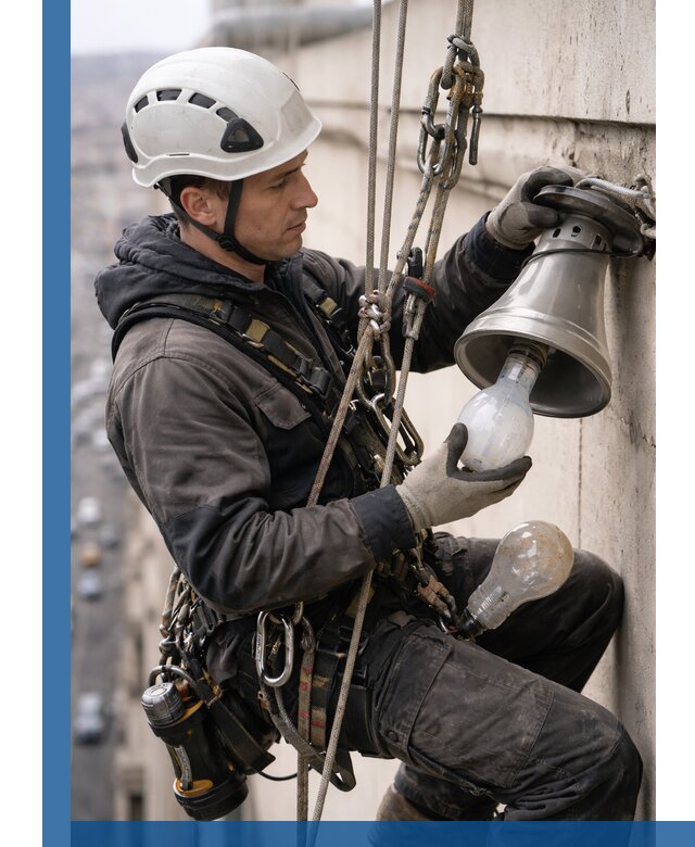 Замена ламп на высоте в Таганроге профессионально и быстро