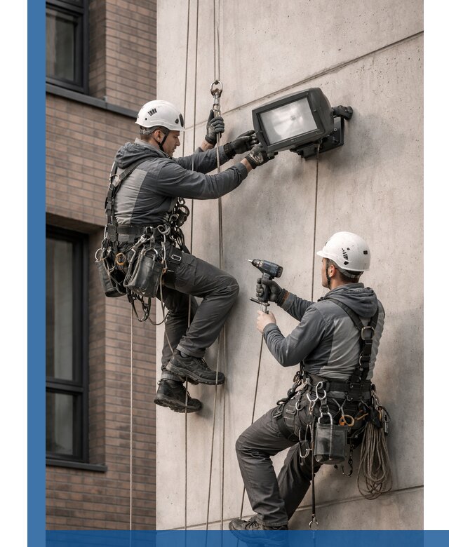 Профессиональный монтаж фасадных прожекторов в Таганроге под ключ