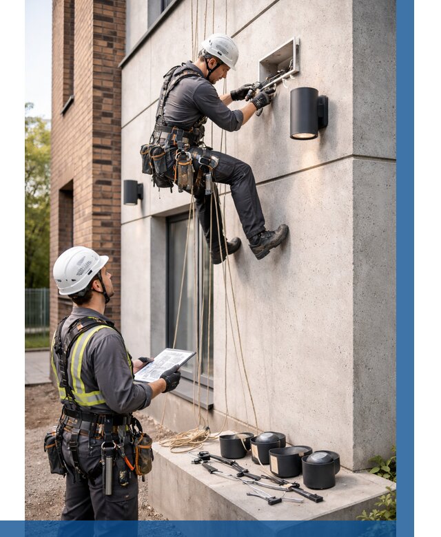 Монтаж фасадного освещения в Таганроге от 2545 р. | ВЫСОТНИК-Тгн