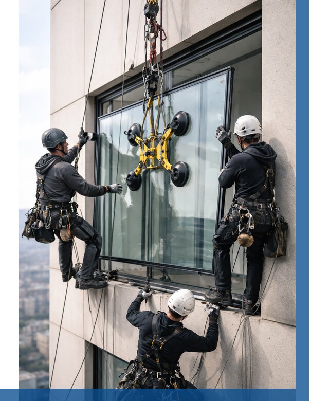 Монтаж стеклопакетов на высоте в Таганроге от 3258 р. | ВЫСОТНИК-Тгн