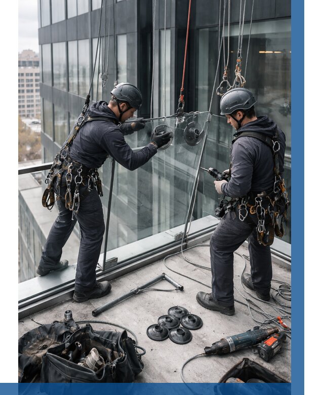 Монтаж стеклянных ограждений в Таганроге от 2545 р. | ВЫСОТНИК-Тгн