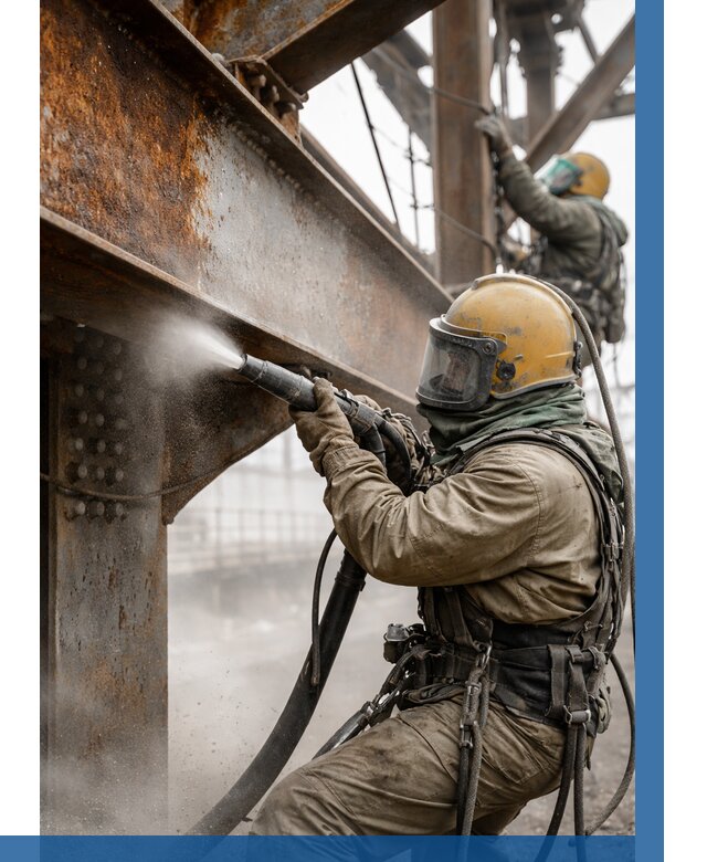 Пескоструйная очистка металлоконструкций в Таганроге по 611 р.  ВЫСОТНИК-Тгн