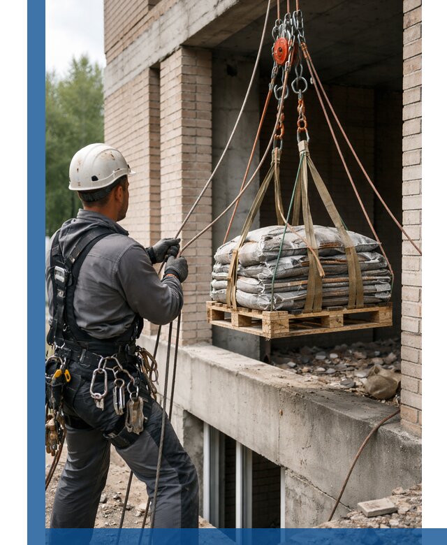 Подъем материалов на этаж веревками в Таганроге оперативно