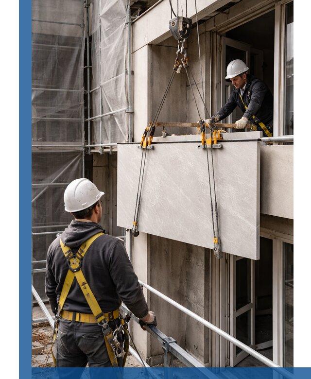 Подъем керамогранита на этаж в Таганроге грузчиками и техникой