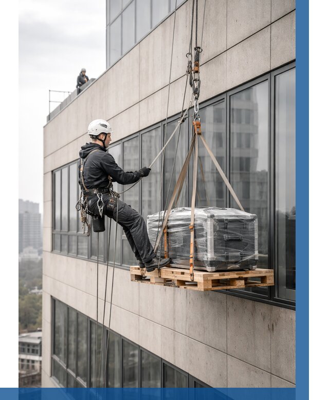 Спуск груза по фасаду в Таганроге от 3563 р. | ВЫСОТНИК-Тгн