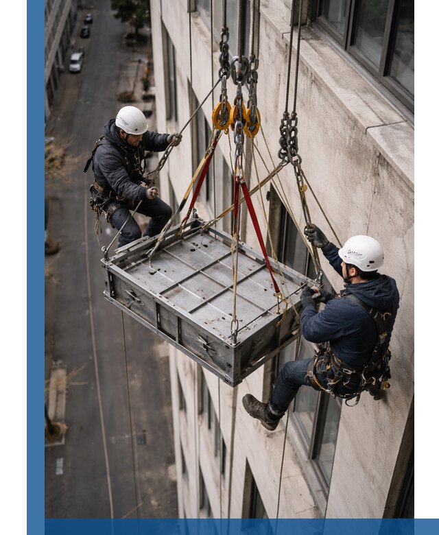 Спуск и подъем грузов по фасаду в Таганроге для зданий