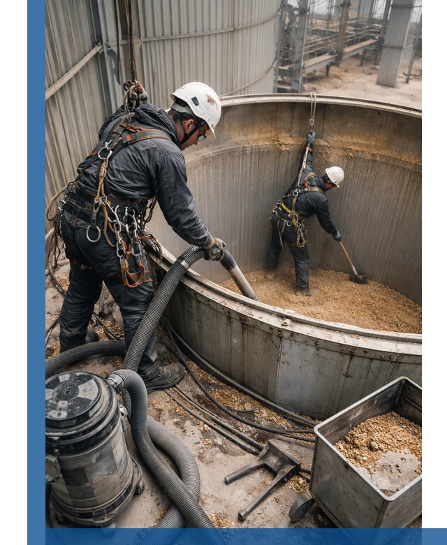 Профессиональная чистка зерновых бункеров в Таганроге с выездом