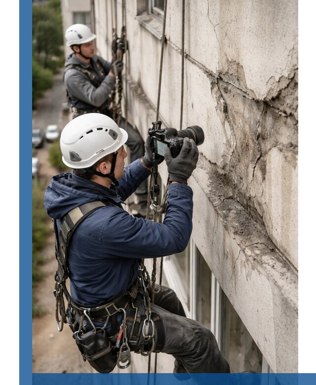 Фотофиксация дефектов фасада с высотной съемкой в Таганроге