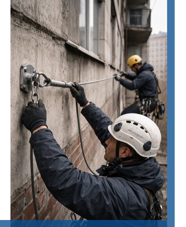 Монтаж анкерных линий в Таганроге от 3054 р. | ВЫСОТНИК-Тгн
