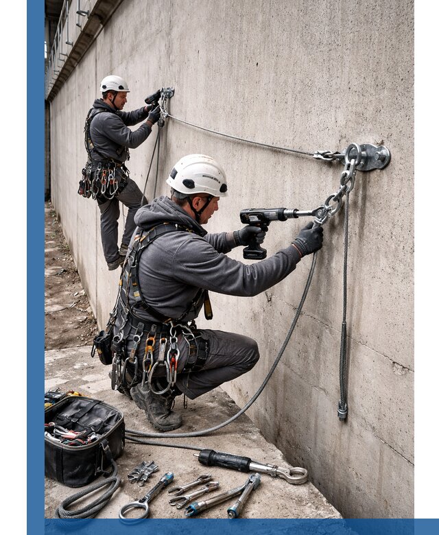 Монтаж анкерных линий высотной безопасности в Таганроге