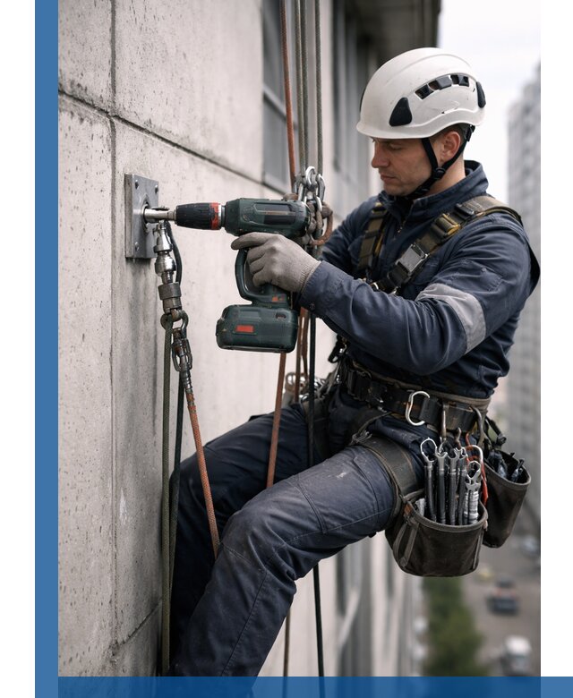 Установка анкерных точек для высотных работ в Таганроге